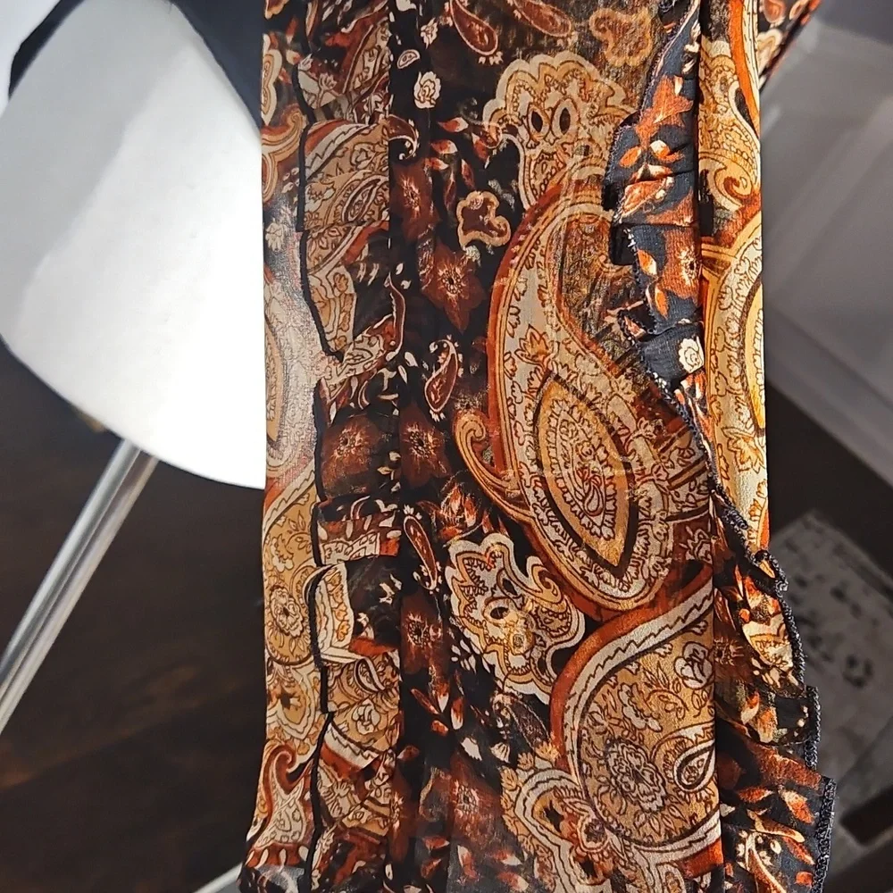 Zara Women's Paisley Semi-Sheer Ruffled Bodysuit - Picture 7 of 15